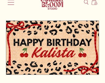 Big Leopard Print Happy Birthday Banner, Cheetah Print Birthday Banner, Leopard Birthday Banner, DIY Hand-Painted Banner, Editable in Canva