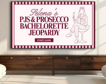 PJs & Prosecco Bachelorette Jeopardy Game, Prosecco Theme Bridal Shower Game, Pajama Hen Party, Sleepover Bach Jeopardy, Editable in Canva