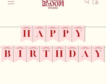 Pink Red Bow Coquette Birthday Banner, Coquette Banner, Coquette Party Banner, Bow Birthday Banner, Happy Birthday Banner, Download & Print