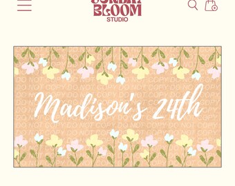 Pastel Floral Birthday Banner, Floral Party Banner, Flower Birthday Banner Template, Big Banner, DIY Hand-Painted Banner, Editable in Canva