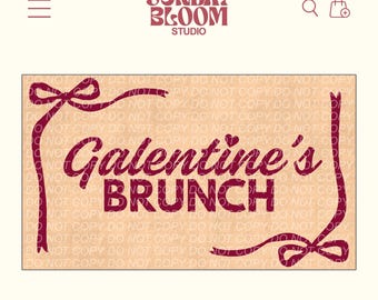 Coquette Galentine's Brunch Banner, Girls Brunch Party Banner, Bow Galentines Banner Template, DIY Hand-Painted Banner, Editable in Canva