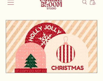 Holly Jolly Christmas Banner, Christmas Party Banner, Christmas Banner Template, Christmas Decor, DIY Hand-Painted Banner, Editable in Canva