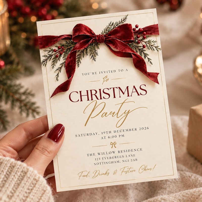Christmas Invitations Red - Etsy