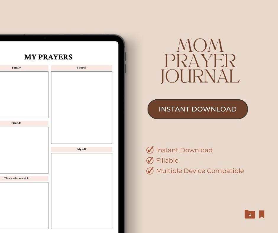 Mom Prayer Journal 2026 2027 Printable | Daily Gratitude Scripture ...