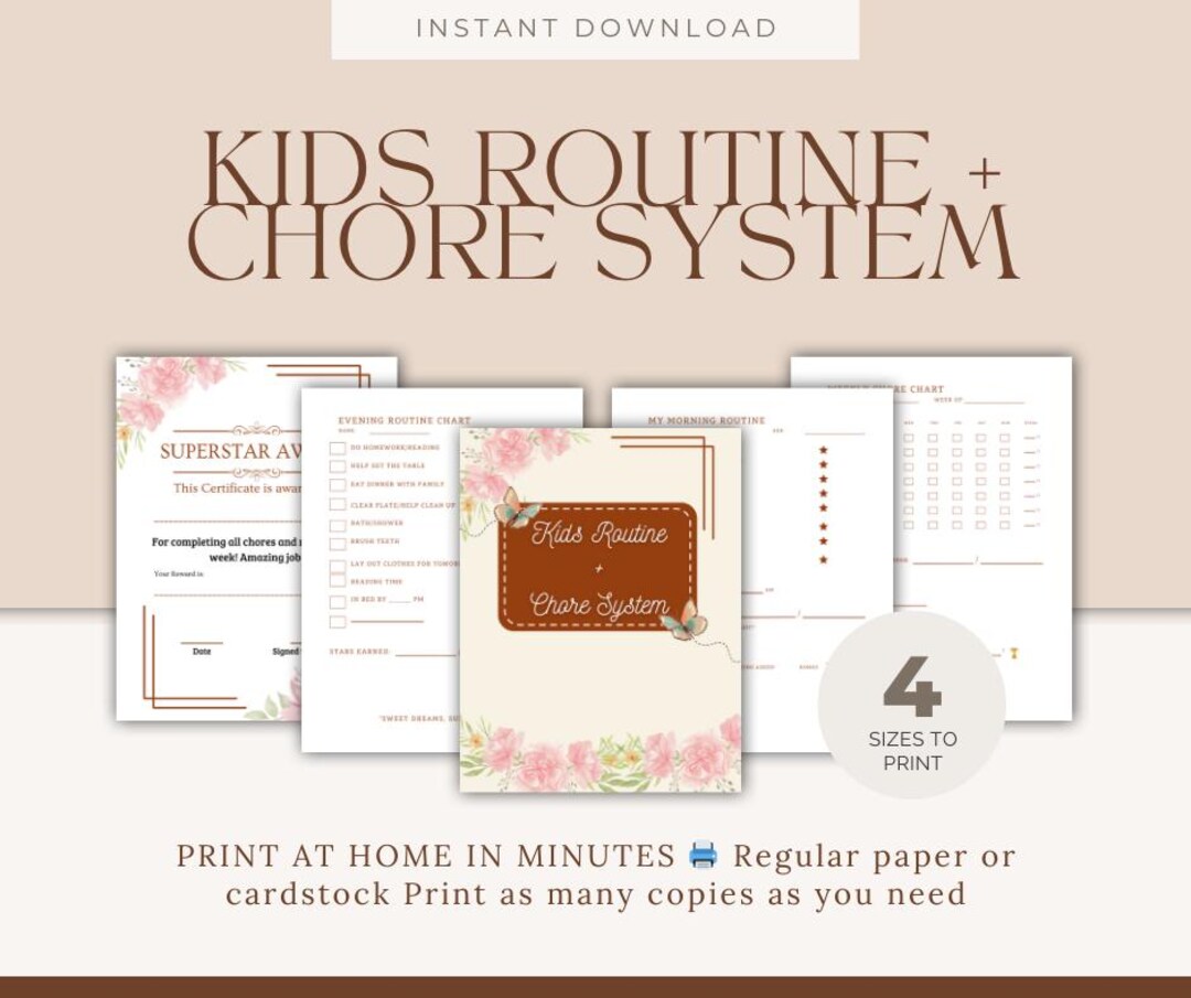 Kids Routine and Chore System Chart | Morning, Evening, Weekly Tasks ...