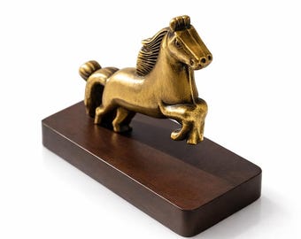 Brass Horse Figurine, Vintage Style, Feng Shui Home Decor