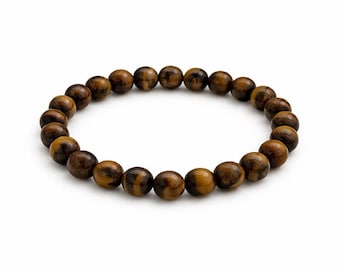 Natural Tiger Eye Beaded Bracelet | Handmade Unisex Jewelry