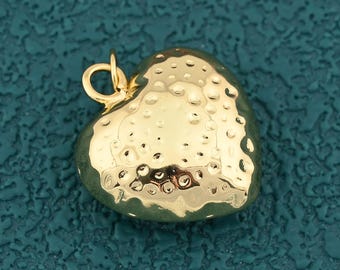 Textured Heart Shaped Pendant With Irregular Hammered Finish for Handmade Necklace Jewelry 23x21mm