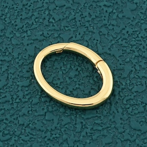 Puede incluir: Un cierre articulado dorado en forma ovalada. El cierre tiene un diseño sencillo y liso con un cierre seguro. El fondo es una superficie verde azulado texturizada.