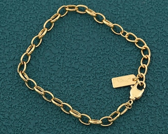 Bracelet minimaliste en or 18 carats à maillons ovales avec fermoir mousqueton Bijoux de tous les jours élégants pour femme 21,5 cm