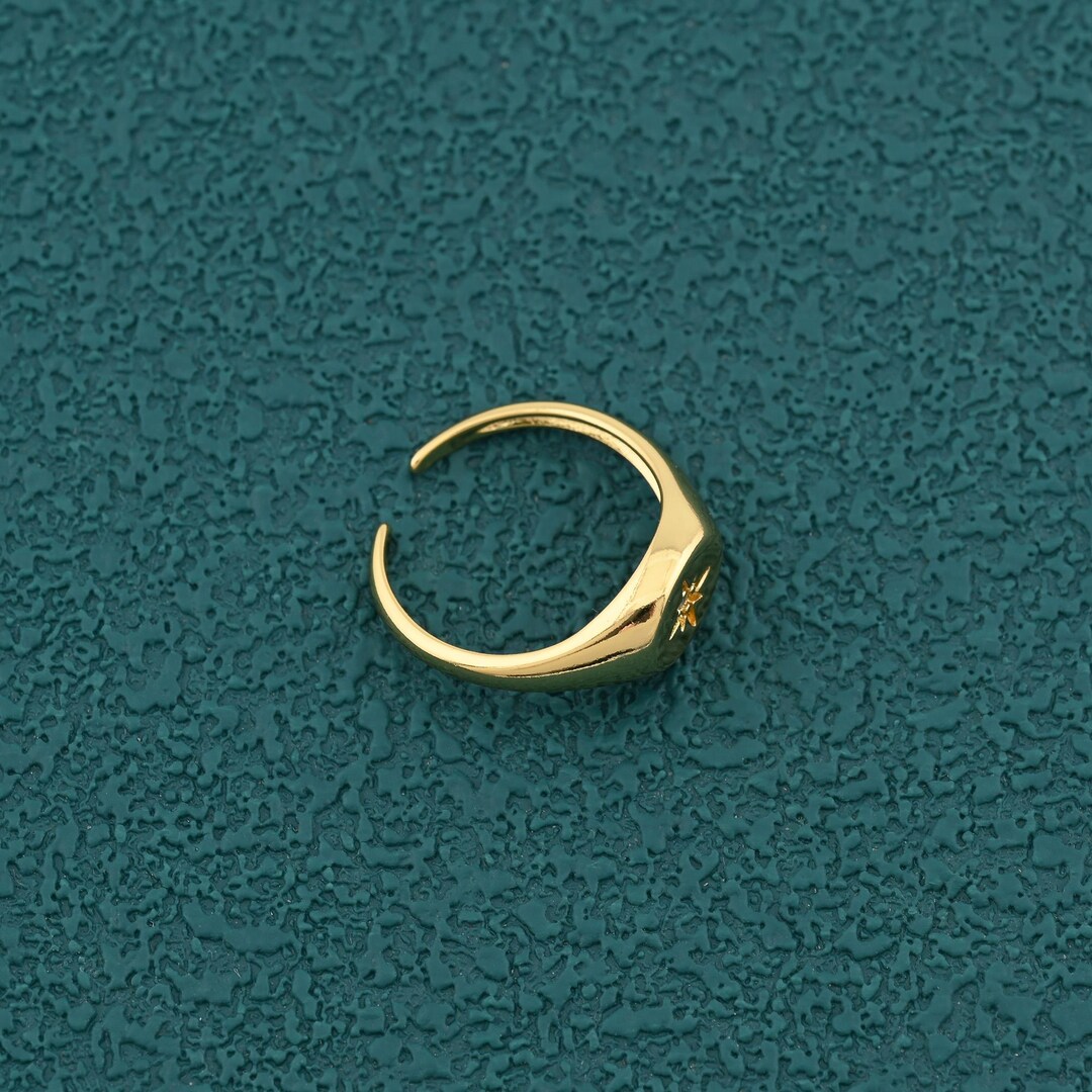 Open Signet Ring Modern 18K Gold Filled Open Signet Ring With Tiny Star Zircon Design ...