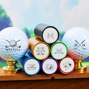Personalized Golf Ball Stamp with Box – Custom Golf Marker Gift for Dad, Golf Lover Gifts, Golf Accessories for Men, Father&#39;s Day Present
