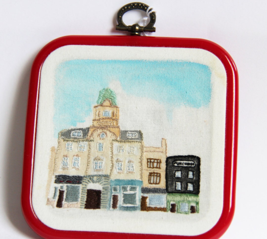 Old Market Bristol embroidered Art Framed in Hoop Etsy