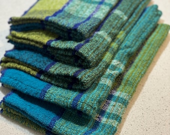 Handwoven Cotton Tea Towel, Ocean Colourway, Chef Gift
