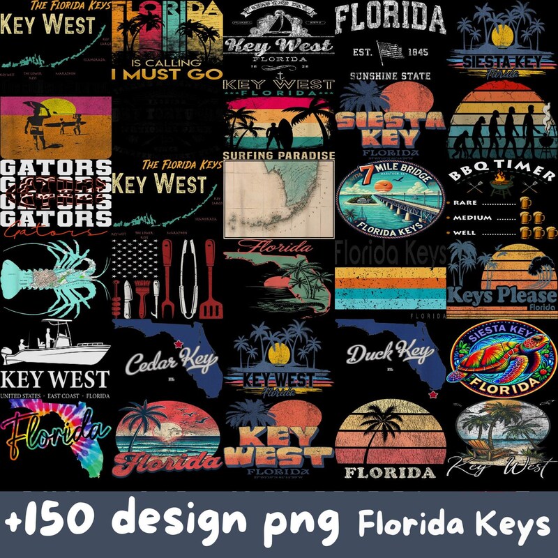 Vintage Map of Florida Key - Etsy