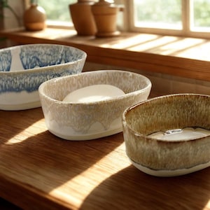 Handmade Ceramic Soap Dish with Drainage: Rustic Minimalist Bathroom Decor