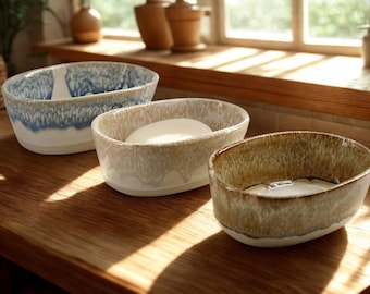 Handmade Ceramic Soap Dish with Drainage: Rustic Minimalist Bathroom Decor