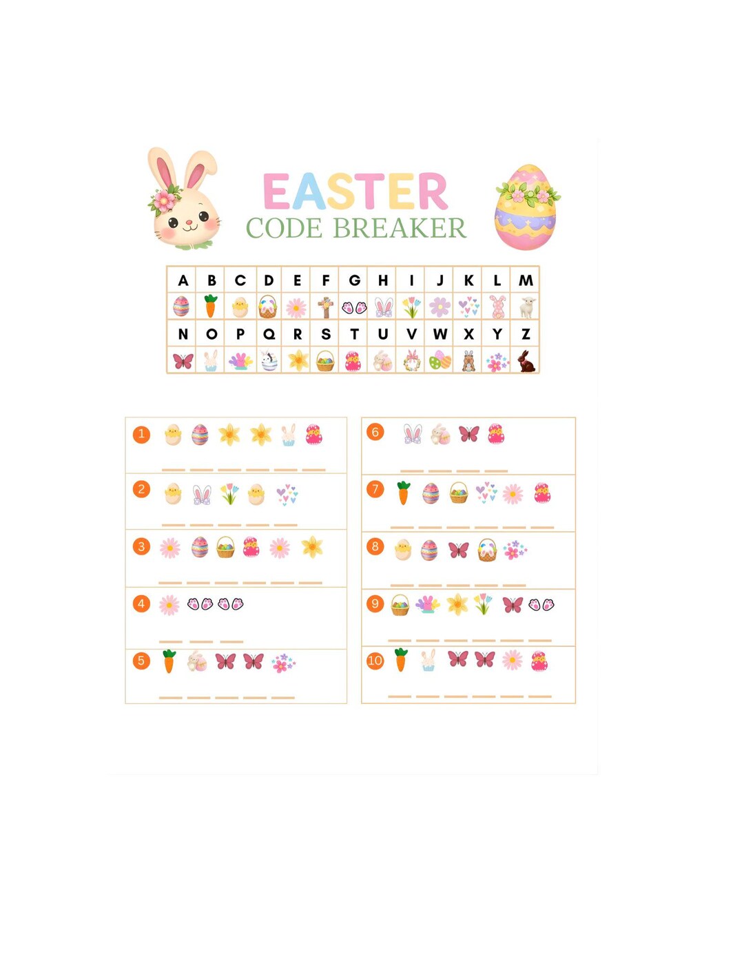 Printable Kids Easter Code Breaker | Fun Holiday Trivia Game | Easter ...