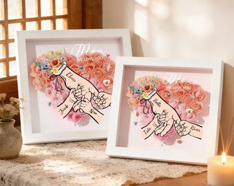 Spersonalizowane pudełko na kwiaty w kształcie serca, pudełko na kwiaty w kształcie róż z imieniem dziecka na dłoni, prezent na Dzień Matki dla mamy, babci, pudełko na kwiaty w kształcie mamy