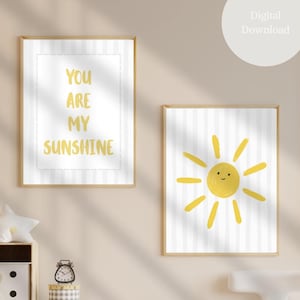 You are my sunshine baby boy nursery wall art - Nursery quote wall art design - PRINTABLE GIFT - Printable Wall Art - Blue / Yellow Baby
