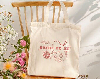 Bolsa de lona personalizada para futura novia, regalo de despedida de soltera con bola de discoteca, bolsa de despedida de soltera, recuerdo de fiesta nupcial