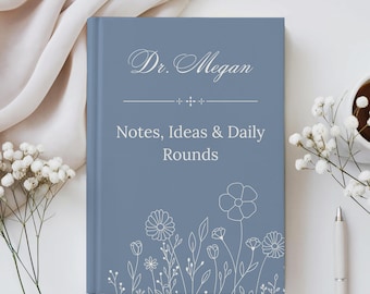 Diario médico personalizado, cuaderno médico a medida, cuaderno con el nombre del doctor, regalo para enfermera, regalo de graduación para médico, diario floral minimalista