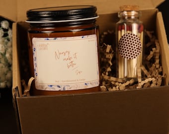 Personalized Nurse Gift Box Candle Set, Nurse Appreciation Gift, Custom Candle with Matches, Thank You Nurse Gift, Healthcare Worker Gift