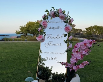 Calcomanía de espejo personalizada para despedida de soltera, pegatina de letrero de bienvenida de espejo personalizado, letrero de boda DIY, decoración de despedida de soltera, decoración de fiesta de la futura novia