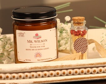 Caja de regalo personalizada para profesores, regalo de agradecimiento para profesores, set de regalo de velas personalizadas para profesores, regalo de fin de curso para profesores, regalo de parte de un alumno.