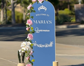 Calcomanía de espejo para quinceañera: letrero de bienvenida personalizado para quinceañeras, vinilo para espejo para quinceañeras.