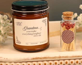 Caja de regalo personalizada para la abuela con vela aromática, vela personalizada con cerillas, set de regalo para la abuela, regalo del Día de la Madre para la abuela, regalo para Nana