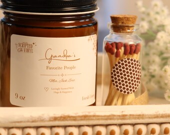 Personalized Grandpa Gift Box, Grandpa Candle Gift, Custom Name Candle, Gift for Grandpa, Birthday Gift from Grandkids, Fathers Day Gift