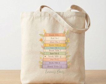 Bolsa de lona personalizada con diseño de pila de libros, regalo para lectores
