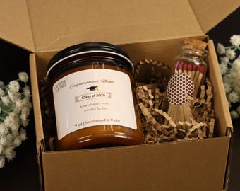 Personalized Graduation Gift Box 2026, Custom Candle & Matches Gift Set, College Grad Gift, Senior Gift, Congrats Graduation Gift