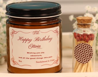Personalized Birthday Candle Gift for Her, Birthday Gift for Her, Birthday, Custom Birthday Gift, Personalized Keepsake, Milestone Gift