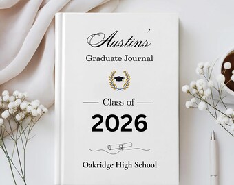 Diario de graduación personalizado 2026, regalo personalizado para graduados, cuaderno de recuerdos de la promoción de 2026, regalo de graduación de bachillerato, diario minimalista