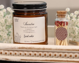 Personalized Social Worker Candle Set, Social Work Appreciation Gift, Social Worker Graduation Gift, MSW Graduation Gift