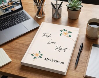 Diario personalizado para profesores, cuaderno floral de tapa dura, regalo de agradecimiento para profesores, regalo personalizado para profesores