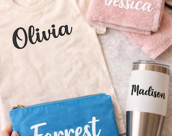 Calcomanía de vinilo HTV con nombre personalizado, transferencia de plancha mate