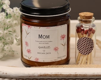 Caja de regalo personalizada con vela aromática para mamá, regalo del Día de la Madre, vela personalizada con nombres, regalo de los hijos para mamá, regalo de cumpleaños para mamá