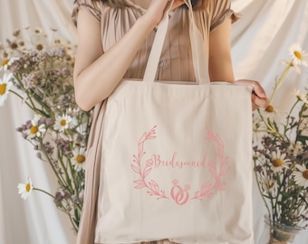 Bolsa de mano personalizada con corona floral para dama de honor, regalo para fiesta nupcial, bolsa de mano para dama de honor