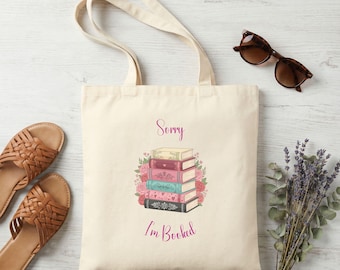 Bolsa de tela "Lo siento, estoy ocupado", regalo para amantes de los libros, bolsa de lectura, regalo para amantes de la biblioteca, bolsa de tela para maestros, regalo para clubes de lectura.