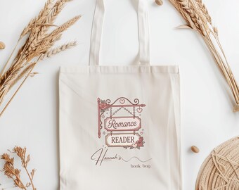 Bolsa de tela personalizada para lectores de novelas románticas, regalo personalizado para amantes de los libros, bolsa de tela estética, bolsa de tela para amantes de los libros, regalo para ratones de biblioteca.