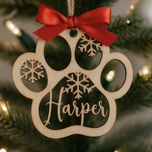 Personalized Paw Print Puppy Ornament | Custom Dog Christmas Keepsake
