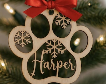 Gepersonaliseerd puppy-ornament met pootafdruk | Een uniek kerstcadeau voor honden