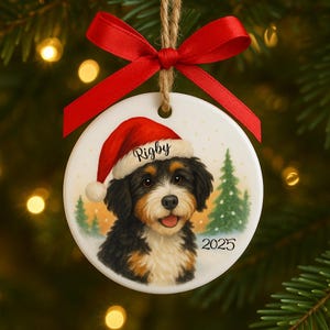 Personalized Bernedoodle Ornament | Custom Dog Christmas Keepsake