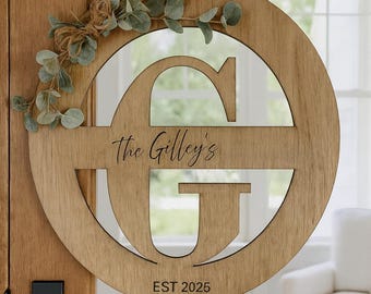 Rustic Wood Last Name Sign, Laser Engraved Monogram, Farmhouse Wedding Decor
