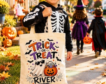 Personalized Halloween Trick or Treat Bag  Custom Candy Tote
