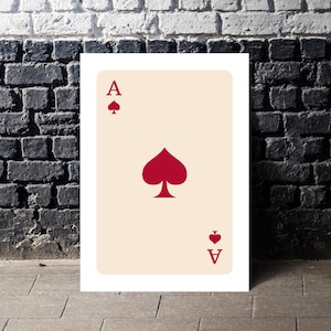 Ace of Spades Card Poster - Minimalist Vintage Poster - Pop Art Card Games Decor - Printable Downloadable Art