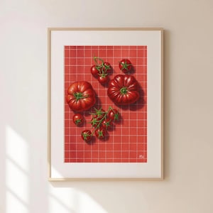 Vintage Tomato Poster – Printable Kitchen Poster, Fruit and Vegetable Wall Art, Rustic Kitchen Decor, Digital Download